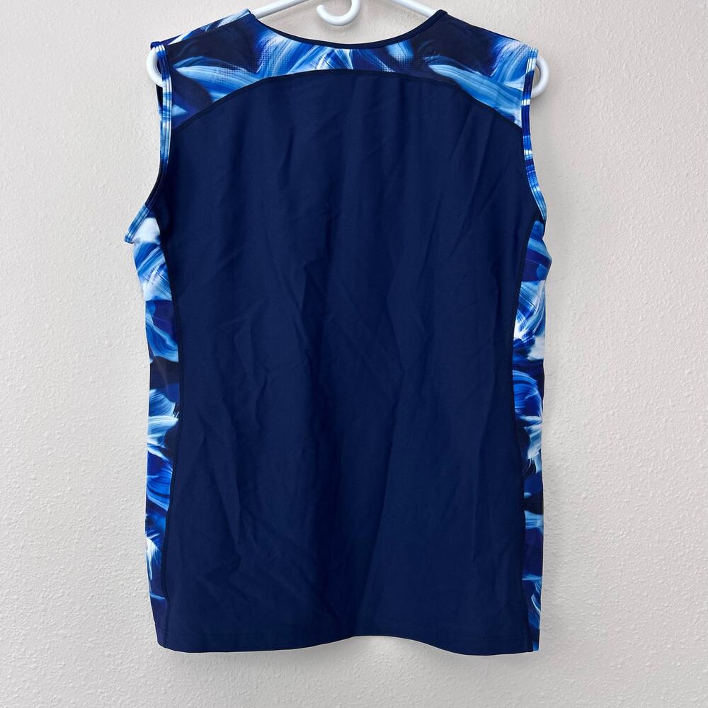 New Modli sleeveless swim top tank tankini swimsuit top vacation beach blue 1X - Picture 9 of 13
